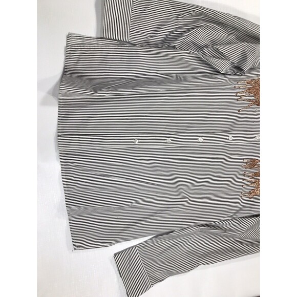 The Quacker Factory Size Medium Striped Shirt Giraffe Embroidery Rhinestones - Picture 4 of 8